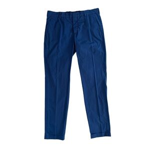 PRADA MEN'S SLIM-FIT WASHED COTTON TROUSERS NAVY IT 48